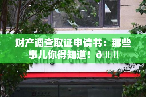 建宁财产调查取证申请书：那些事儿你得知道！😎