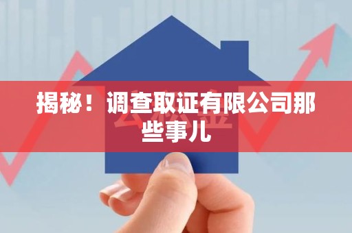 建宁揭秘！调查取证有限公司那些事儿
