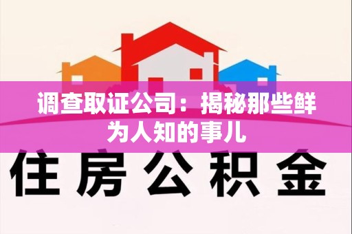 建宁调查取证公司：揭秘那些鲜为人知的事儿