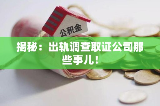 建宁揭秘：出轨调查取证公司那些事儿！