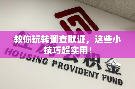 建宁教你玩转调查取证，这些小技巧超实用！