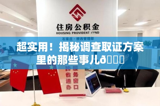 建宁超实用！揭秘调查取证方案里的那些事儿😎