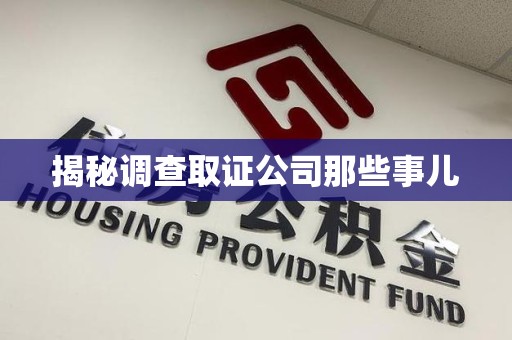 建宁揭秘调查取证公司那些事儿
