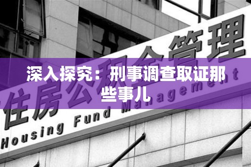 建宁深入探究：刑事调查取证那些事儿
