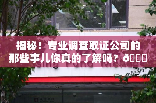 建宁揭秘！专业调查取证公司的那些事儿你真的了解吗？😎