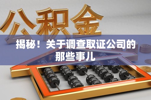 建宁揭秘！关于调查取证公司的那些事儿